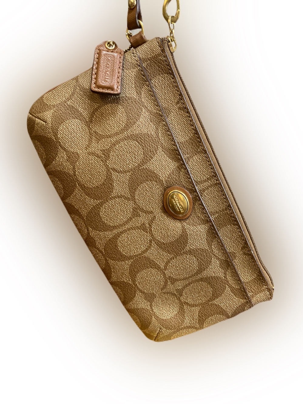 Coach Peyton Signature Monogram Canvas Go-Go Wristlet Style F49965 EUC